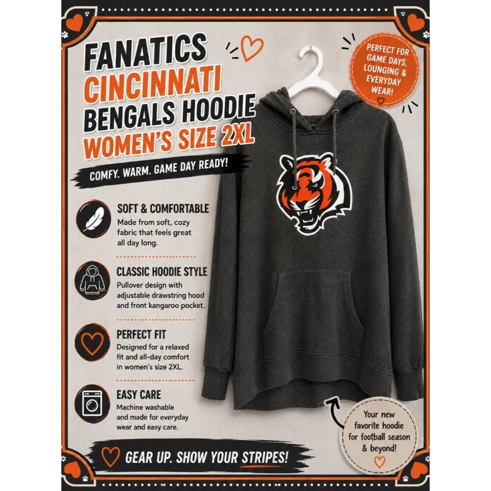Fanatics Cincinnati Bengals Hoodie Women’s 2XL